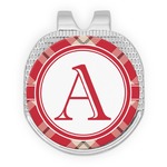 Red & Tan Plaid Golf Ball Marker - Hat Clip - Silver