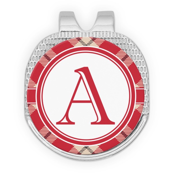 Red & Tan Plaid Golf Ball Hat Marker Hat Clip