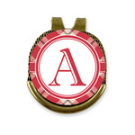 Red & Tan Plaid Golf Ball Marker - Hat Clip - Gold