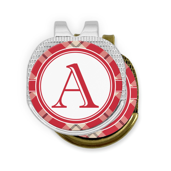 Red & Tan Plaid Golf Ball Marker Hat Clip - PARENT/MAIN