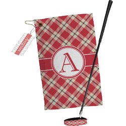 Red & Tan Plaid Golf Towel Gift Set (Personalized)