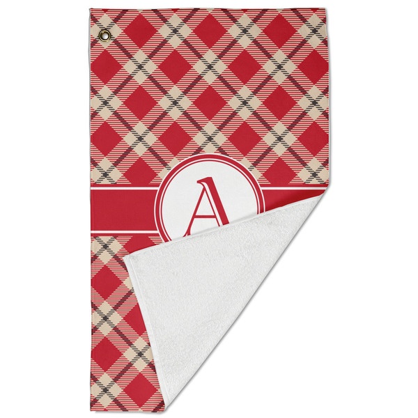 Red & Tan Plaid Golf Towel - Folded (Large)