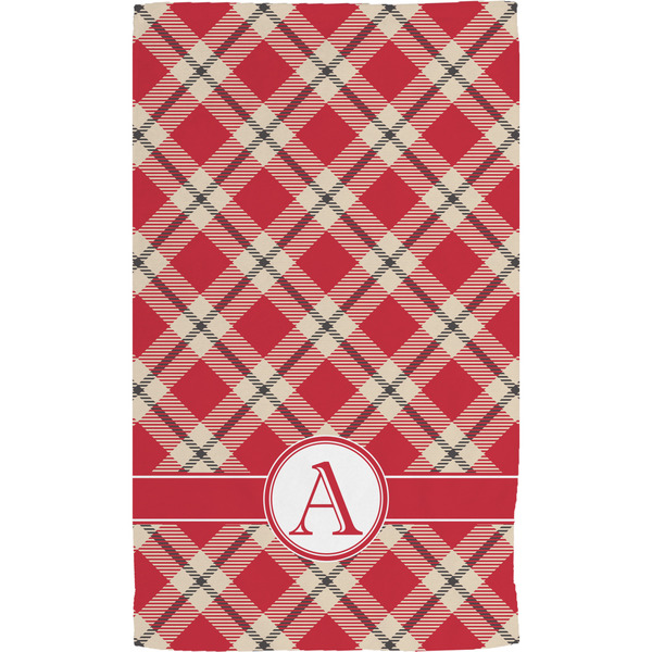 Red & Tan Plaid Hand Towel (Personalized)