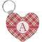 Red & Tan Plaid Heart Keychain (Personalized)
