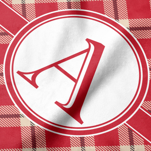 Red & Tan Plaid Hooded Baby Towel- Detail Close Up