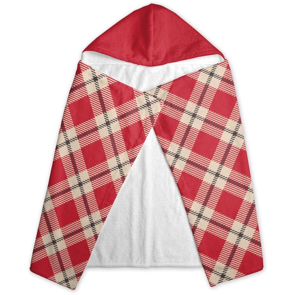 Red & Tan Plaid Hooded Towel - Folded