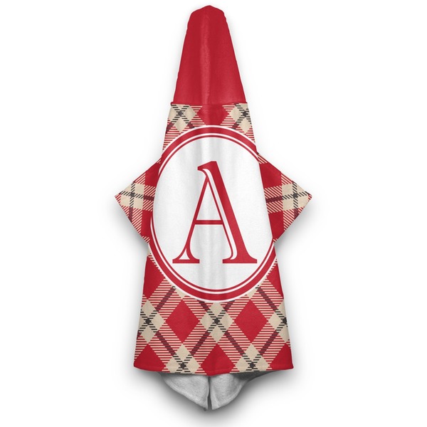 Red & Tan Plaid Hooded Towel - Hanging