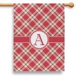 Red & Tan Plaid 28" House Flag - Single Sided (Personalized)