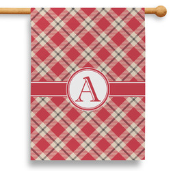 Red & Tan Plaid 28" House Flag (Personalized)