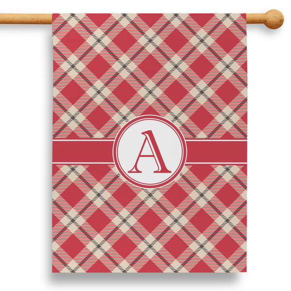 Custom Red & Tan Plaid 28" House Flag (Personalized)