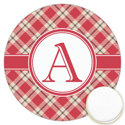 Red & Tan Plaid Printed Cookie Topper - 3.25" (Personalized)