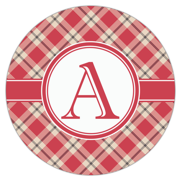 Red & Tan Plaid Icing Circle - Large - Single