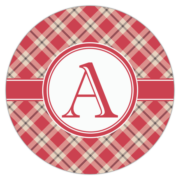 Red & Tan Plaid Icing Circle - Medium - Single