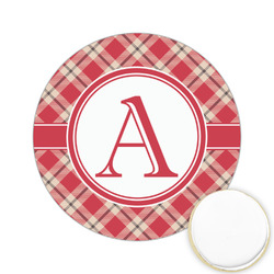 Red & Tan Plaid Printed Cookie Topper - 2.15" (Personalized)