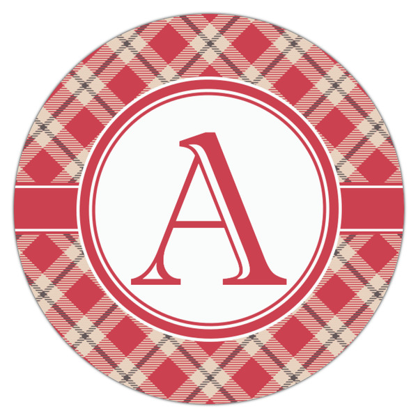Red & Tan Plaid Icing Circle - Small - Single