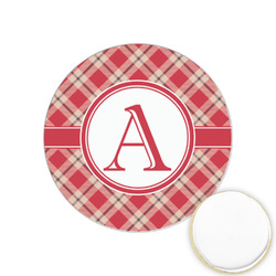 Red & Tan Plaid Printed Cookie Topper - 1.25" (Personalized)