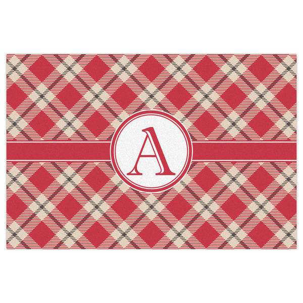 Red & Tan Plaid Indoor / Outdoor Rug - 2'x3' - Front Flat