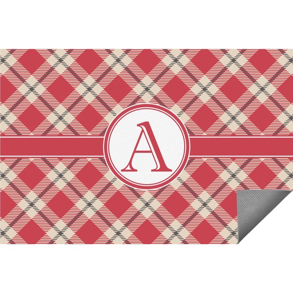 Custom Red & Tan Plaid Indoor / Outdoor Rug (Personalized)
