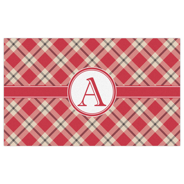 Red & Tan Plaid Indoor / Outdoor Rug - 3'x5' - Front Flat