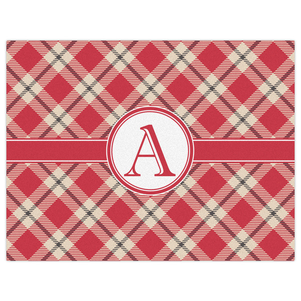 Red & Tan Plaid Indoor / Outdoor Rug - 6'x8' - Front Flat