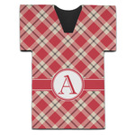Red & Tan Plaid Jersey Bottle Cooler (Personalized)