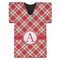 Red & Tan Plaid Jersey Bottle Cooler - FRONT (flat)