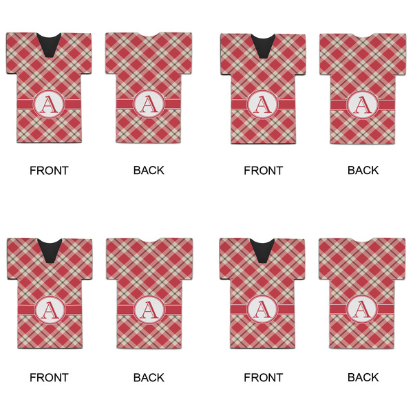 Red & Tan Plaid Jersey Bottle Cooler - Set of 4 - APPROVAL