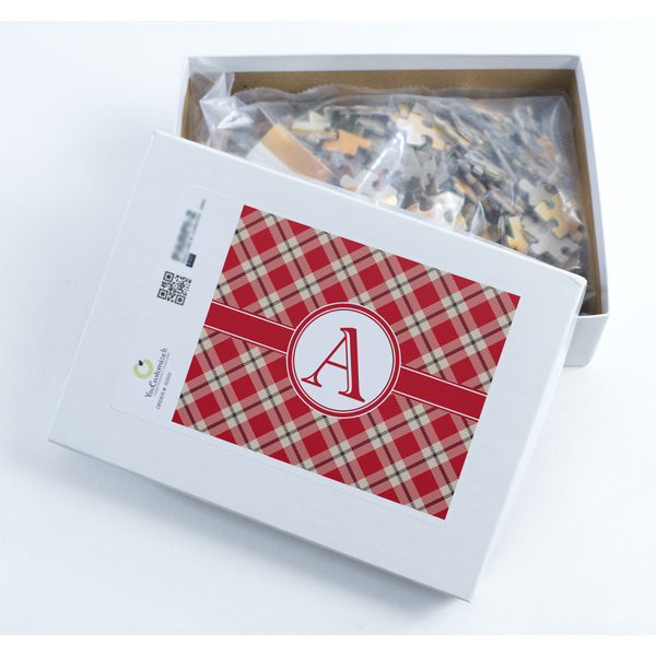 Red & Tan Plaid Jigsaw Puzzle 252 Piece - Box