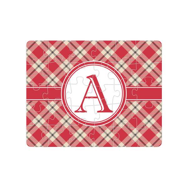 Custom Red & Tan Plaid Jigsaw Puzzles (Personalized)