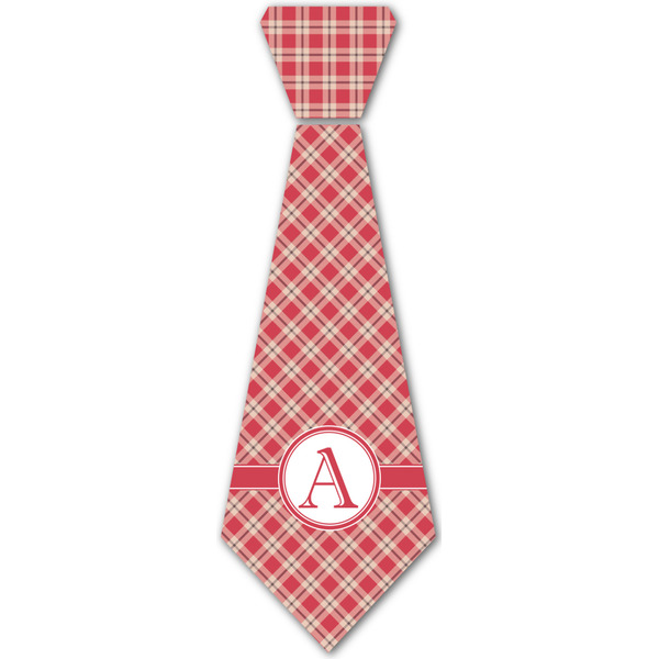 Custom Red & Tan Plaid Iron On Tie - 4 Sizes w/ Initial