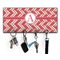 Red & Tan Plaid Key Hanger w/ 4 Hooks & Keys