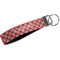 Red & Tan Plaid Webbing Keychain FOB with Metal