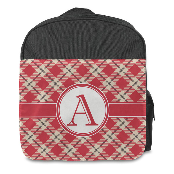 Red & Tan Plaid Kids Backpack - Front
