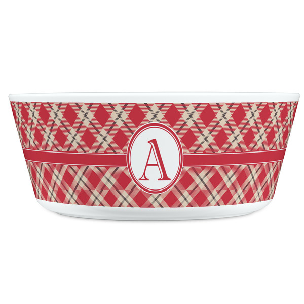 Red & Tan Plaid Kids Bowls - FRONT