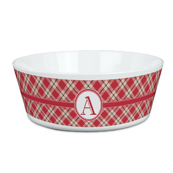 Red & Tan Plaid Kid's Bowl (Personalized)