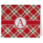 Red & Tan Plaid Kitchen Towel - Poly Cotton w/ Initial