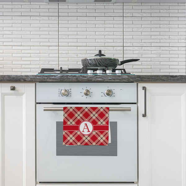 Red & Tan Plaid Kitchen Towel - Poly Cotton - Lifestyle