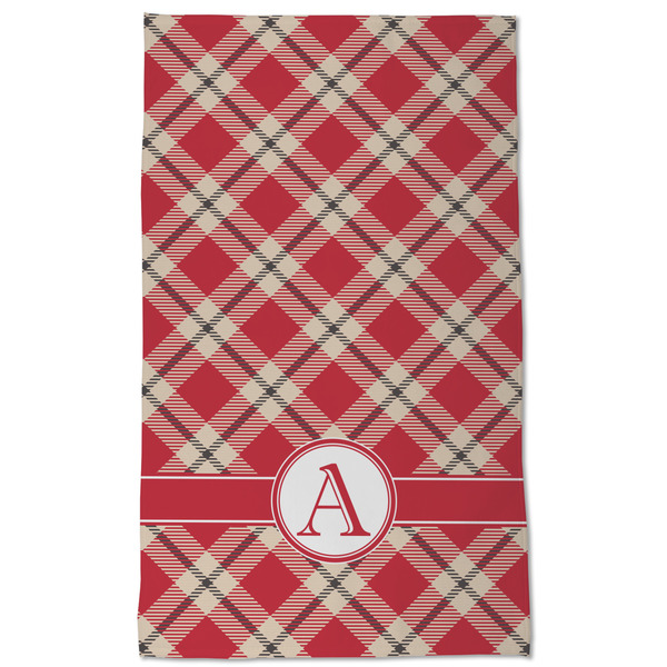 Red & Tan Plaid Kitchen Towel - Poly Cotton - Full Front