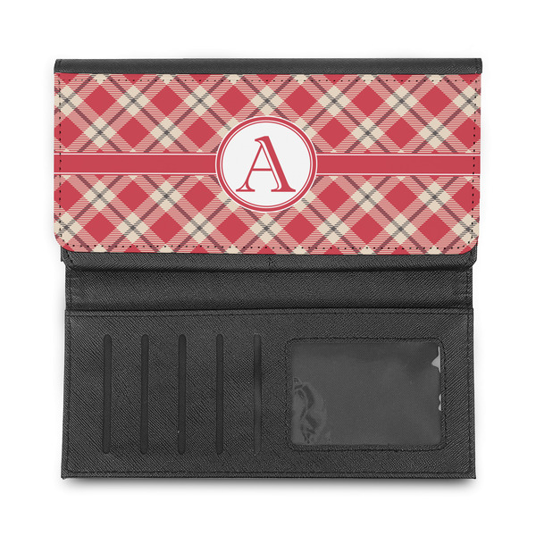 Red & Tan Plaid Ladies Wallet - Half Way Open