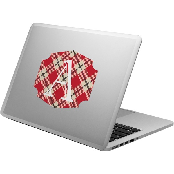 Custom Red & Tan Plaid Laptop Decal (Personalized)