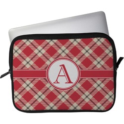 Red & Tan Plaid Laptop Sleeve / Case - 15" (Personalized)