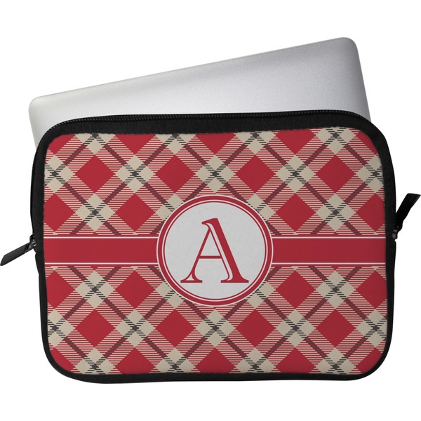 Custom Red & Tan Plaid Laptop Sleeve / Case - 15" (Personalized)