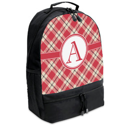 Red & Tan Plaid Backpacks - Black (Personalized)