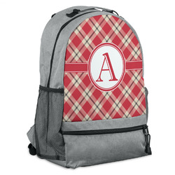 Red & Tan Plaid Backpack - Grey (Personalized)