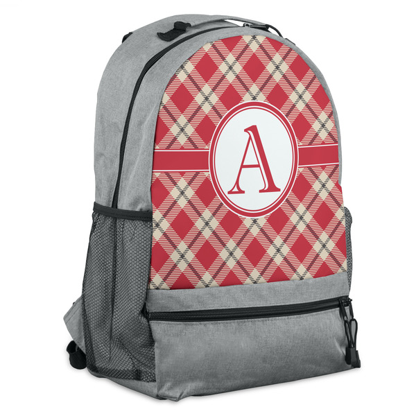 Custom Red & Tan Plaid Backpack (Personalized)