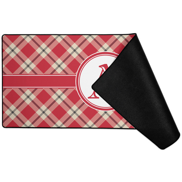 Red & Tan Plaid Large Gaming Mats - FRONT W/ FOLD