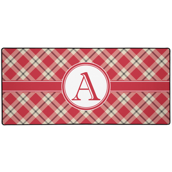 Custom Red & Tan Plaid 3XL Gaming Mouse Pad - 35" x 16" (Personalized)