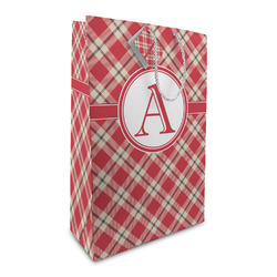 Red & Tan Plaid Large Gift Bag (Personalized)