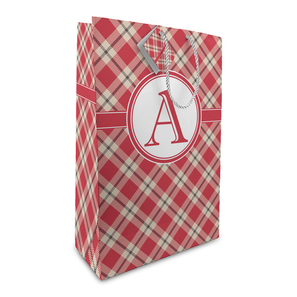 Custom Red & Tan Plaid Large Gift Bag (Personalized)