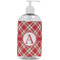 Red & Tan Plaid Plastic Soap / Lotion Dispenser (16 oz - Large - White) (Personalized)
